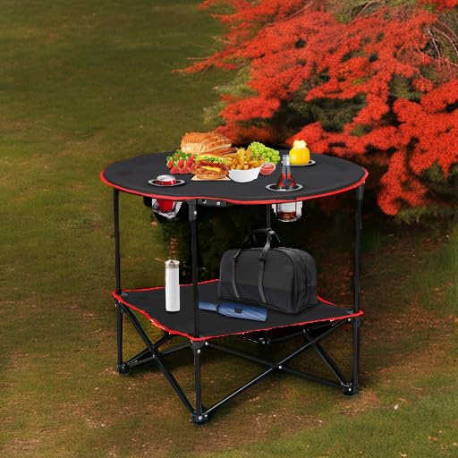 Portable Folding Picnic Table with 4 Cup Holders and Carrying Bag V152