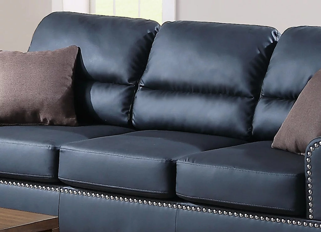 Black Bonded Leather 2pc Sofa and Loveseat P579686