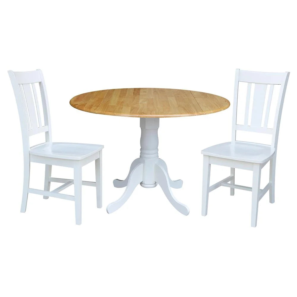 Solid Wood 3-Piece Dining Set with Drop Leaf Table and 2 Splat Back Chairs P370900