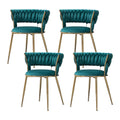 Velvet Dining Chairs Set of 4 with Golden Metal Legs L571474