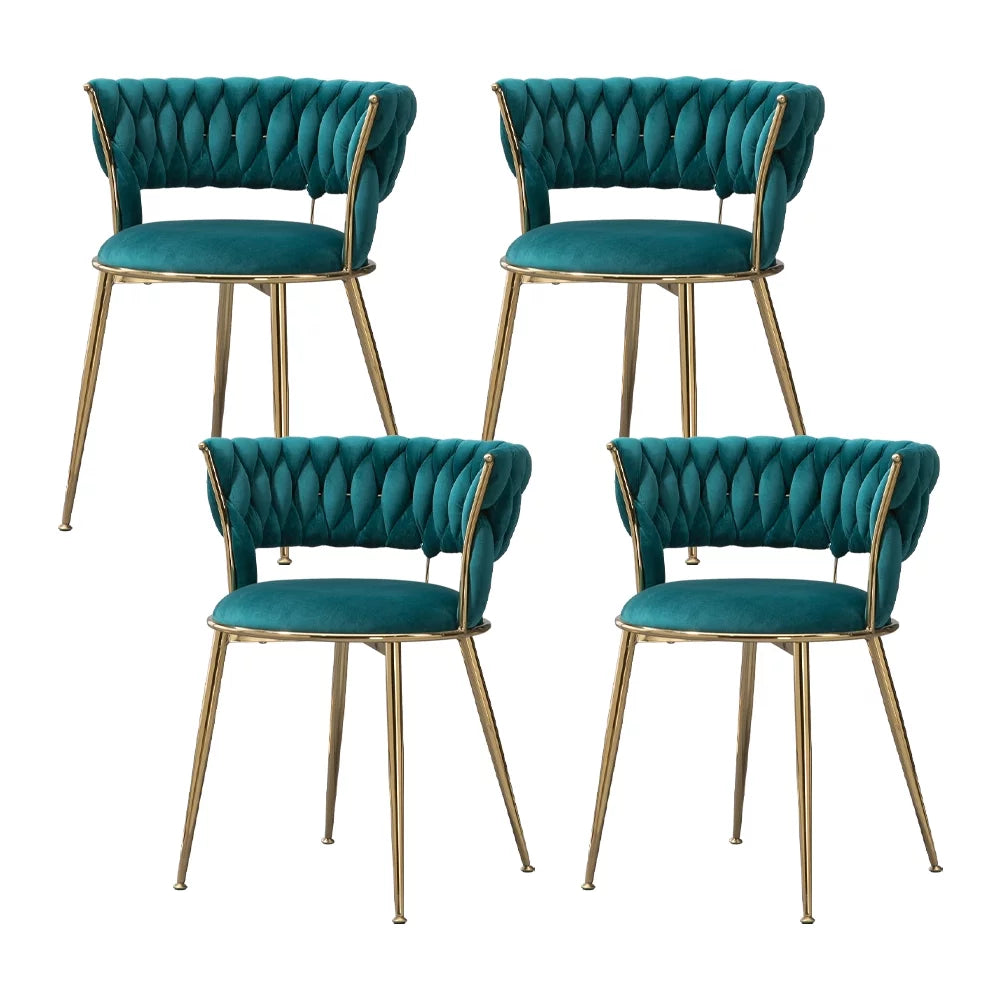 Velvet Dining Chairs Set of 4 with Golden Metal Legs L571474