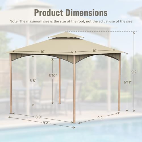 10x10 Heavy Duty Soft Top Gazebo with Metal Frame A5905