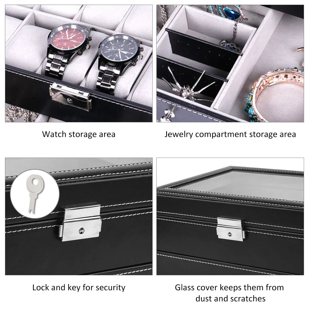 Watch Box Jewelry Storage Double Layer Organizer S484726