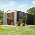 10x14 White Metal Storage Shed with Lockable Doors V86063