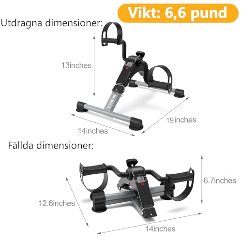 Under Desk Pedal Exerciser Mini Bike with LCD Display O5536