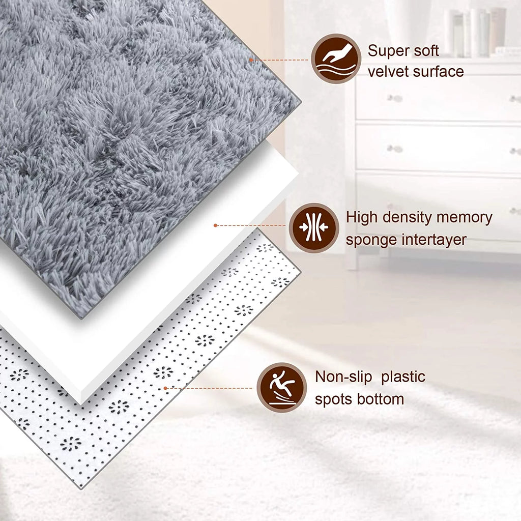 Gray Washable Fluffy Area Rug 5' x 8' N520
