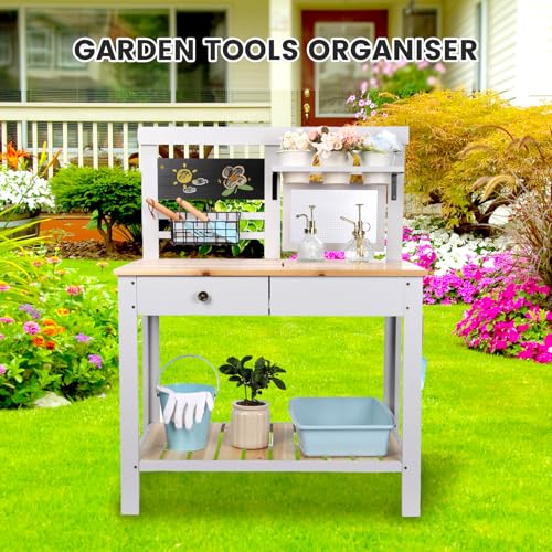 Wooden Outdoor Potting Bench Table with Sink U121796