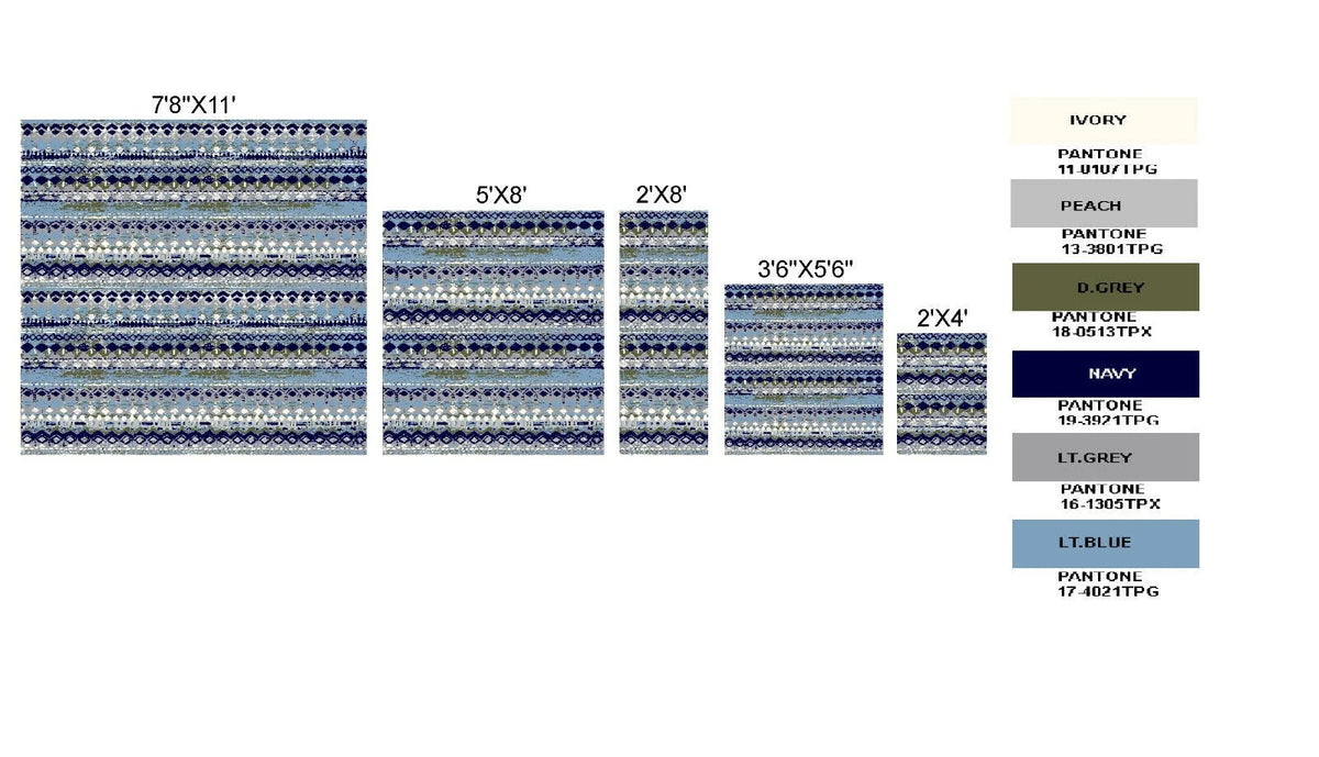 Light Blue Geometric Pattern Rug X938