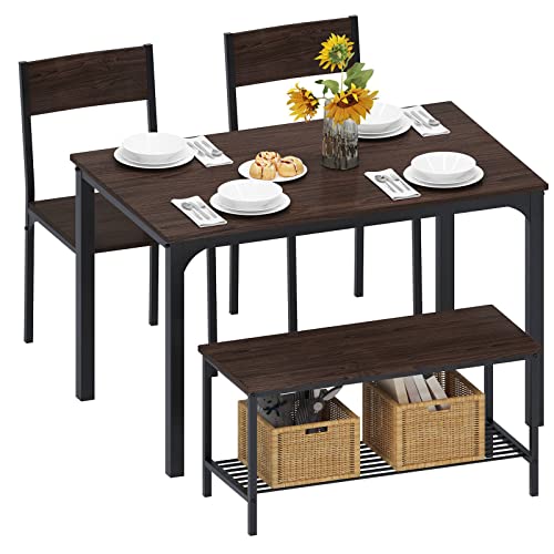 4-Piece Kitchen Table and 2 Chairs with Bench B52543