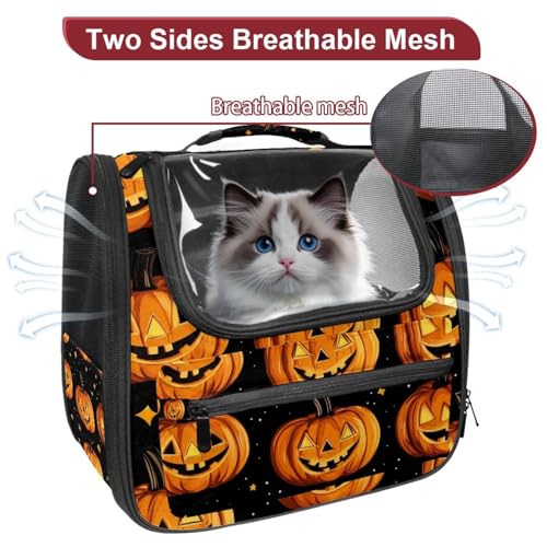 Pumpkin Cat Dog Pet Carrier with Locking Safety Zippers U58568