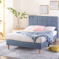 Queen Blue Slate Upholstered Platform Bed Frame H336