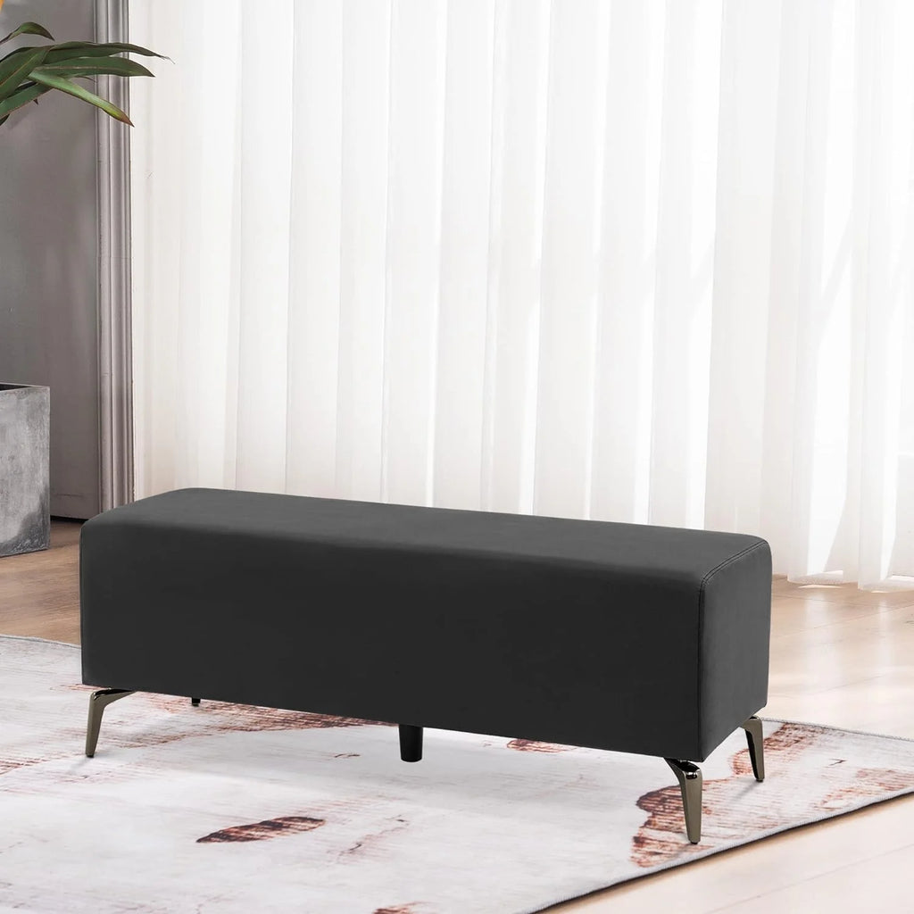 Black Faux Leather Waiting Room Bench L750044