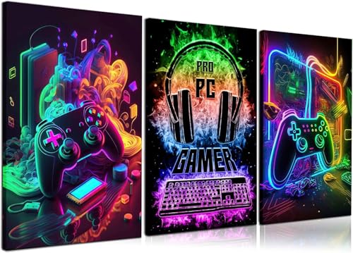 3Pcs Watercolor Video Game Canvas Painting Prints 12x16in Unframed R72808