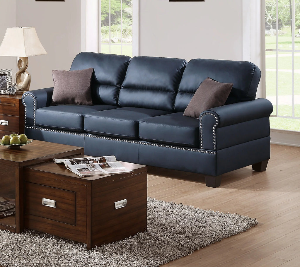 Black Bonded Leather 2pc Sofa and Loveseat P579686