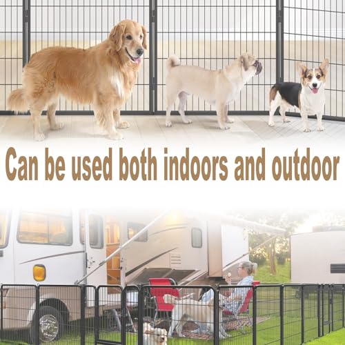 32 in Black Metal 16 Panel Dog Playpen with Gate S418