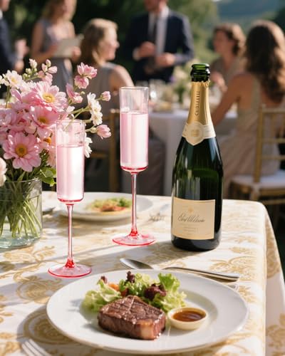 24 Pack 6Oz Gold Rim Clear Plastic Champagne Flutes O3637