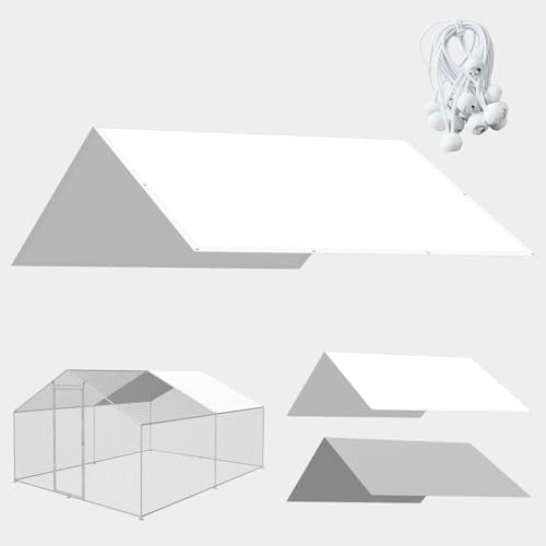 Waterproof Chicken Coop Cover 11.5 * 6.5 FT with Ball Bungees Cords Grey 2 Pack A7337