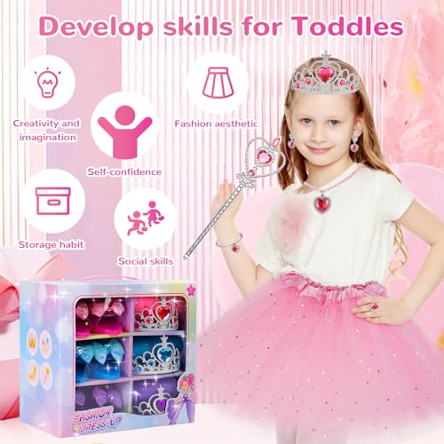 Princess Dress Up Toy Set with Shoes Skirts Crowns Wands Jewelry U6482