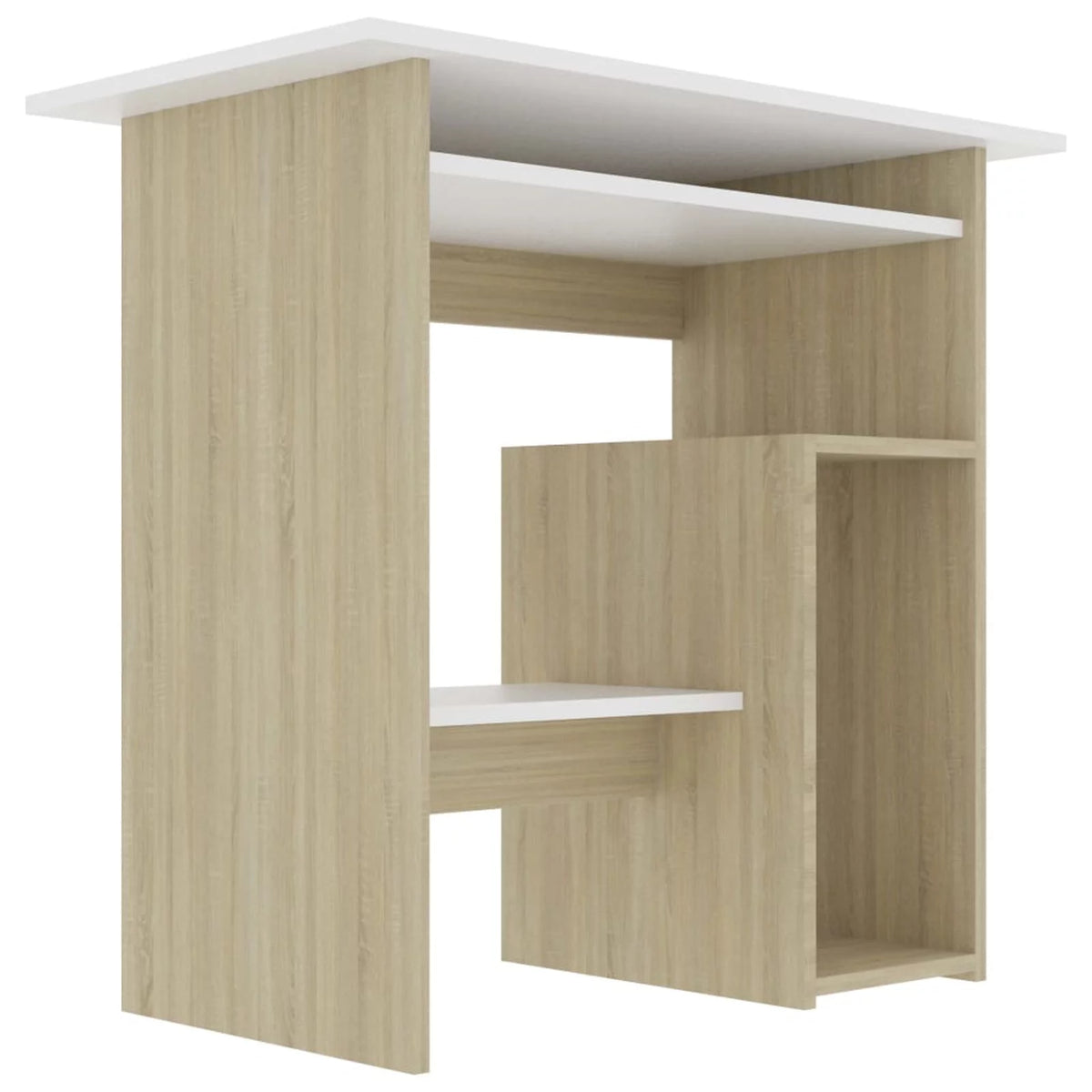 White Computer Desk with Keyboard Tray and Storage Shelves N404211