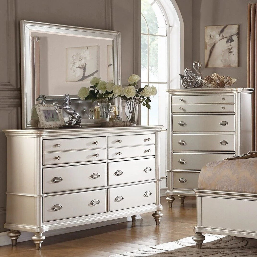 Queen Size 4pc Bedroom Furniture Set Faux Leather Tufted Headboard F462