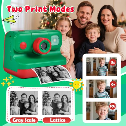 Kids Instant Print Camera with Carrying Bag, 1080P HD, 32GB Card, Pink X554634