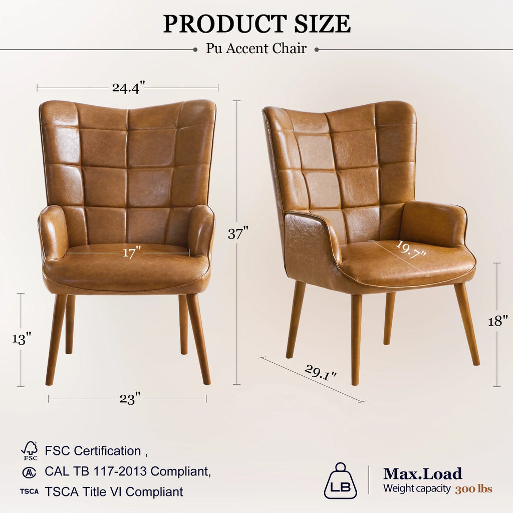 Faux Leather Accent Chair with High Back X86411
