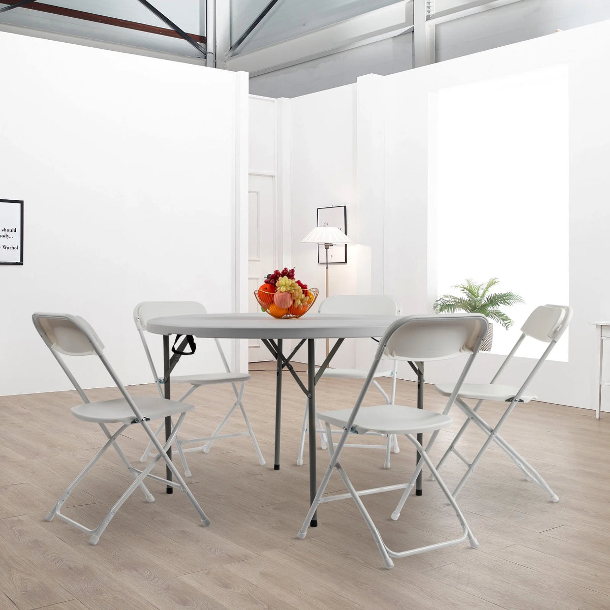 48" Round White Plastic Folding Table X983