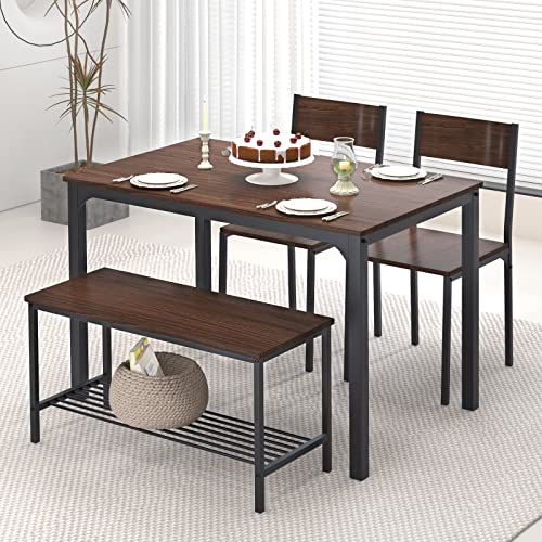 4-Piece Kitchen Table and 2 Chairs with Bench B52543