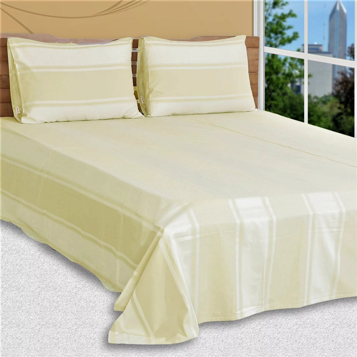 100% Egyptian Cotton Jacquard Damask 4 Piece Sheet Set N517457