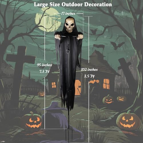 7.8Ft Flying Rotated Skull Reaper Ghost Scarecrow Decorations X774988