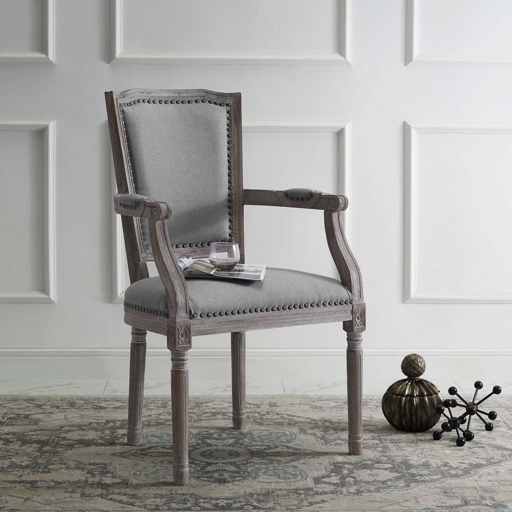 Light Grey Fabric Wood Armchair T2025