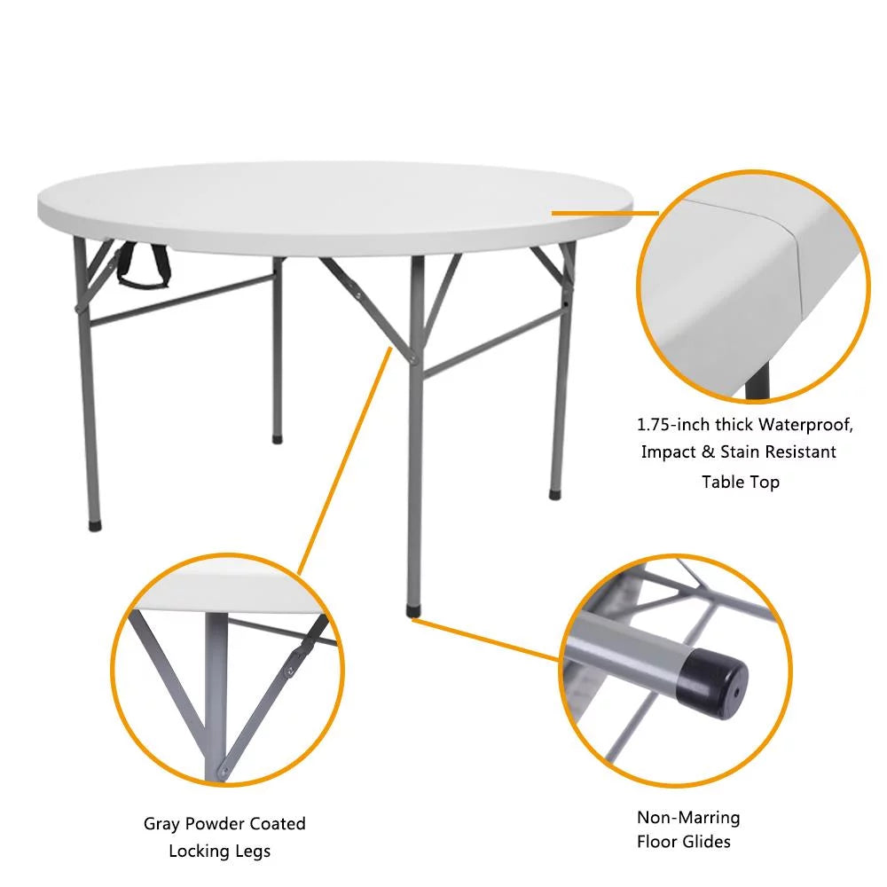 48" Round White Plastic Folding Table X983