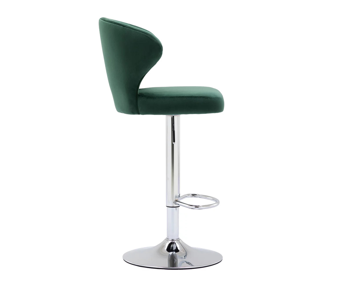 Green Velvet Adjustable Swivel Bar Stools Set of 2 Q62268