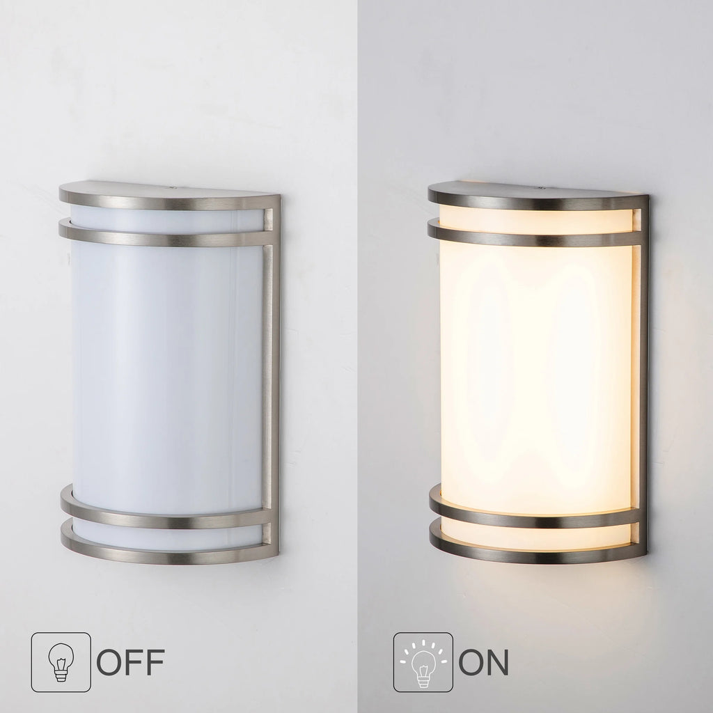 1-Light Brushed Nickel LED Outdoor Wall Light with Acrylic Shade A7708