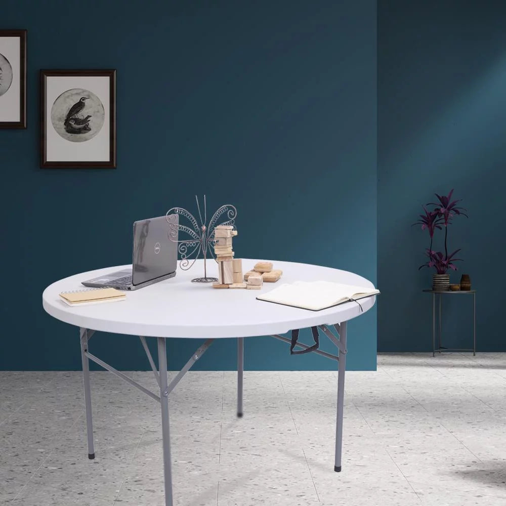 48" Round White Plastic Folding Table X983