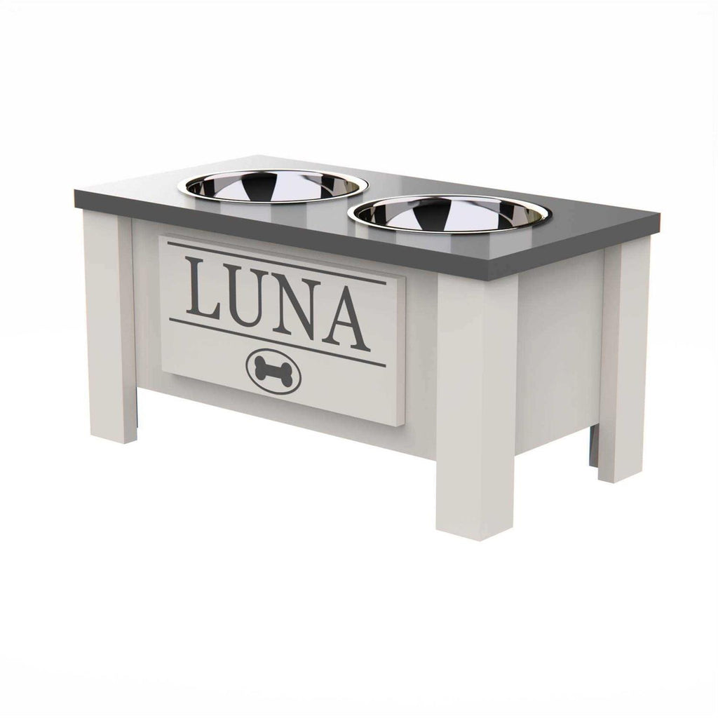Personalized Elevated Dog Bowl Stand with Internal Storage J356