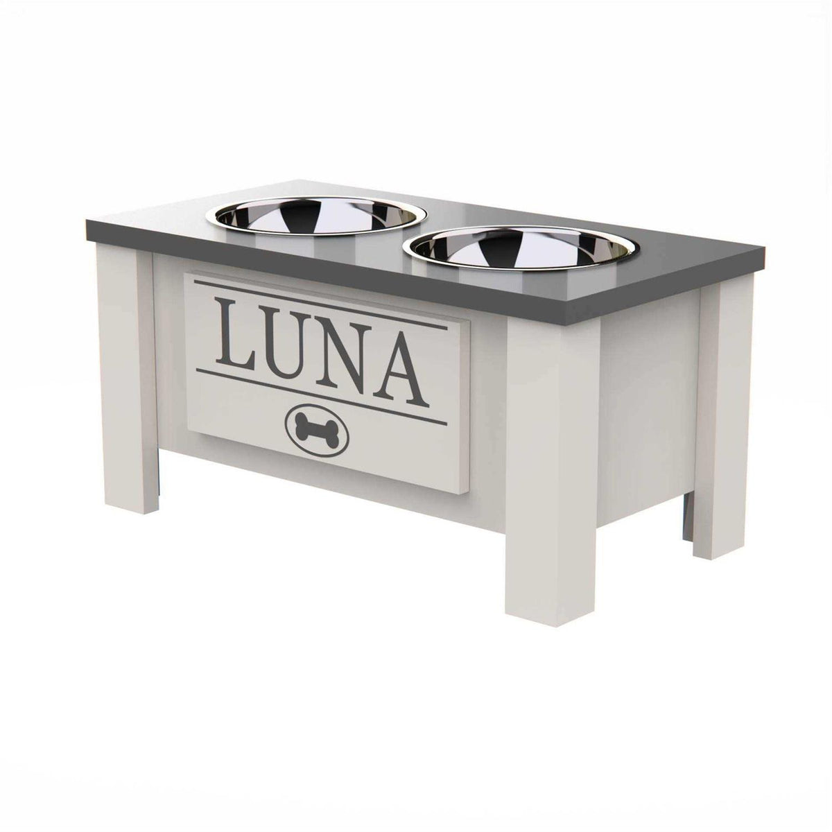 Personalized Elevated Dog Bowl Stand with Internal Storage J356