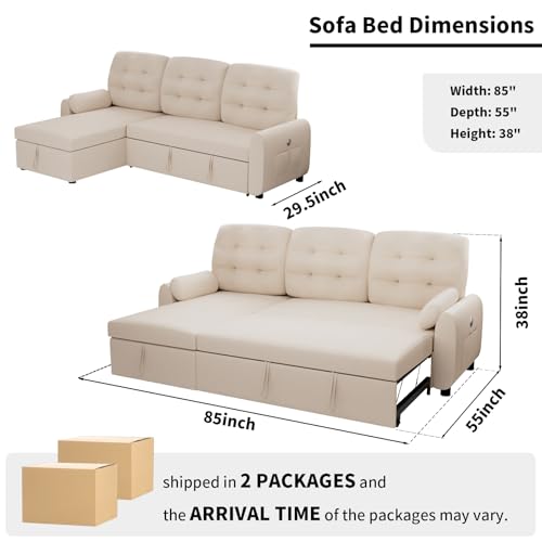 Black Sleeper Sofa with Reversible Storage Chaise Z70939
