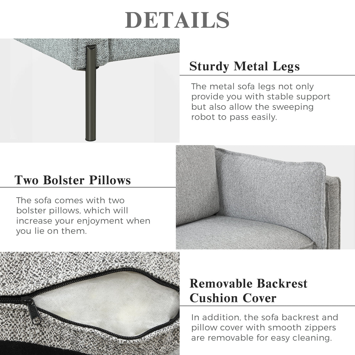 Linen Fabric Upholstered 3 Seat Sofa U4033