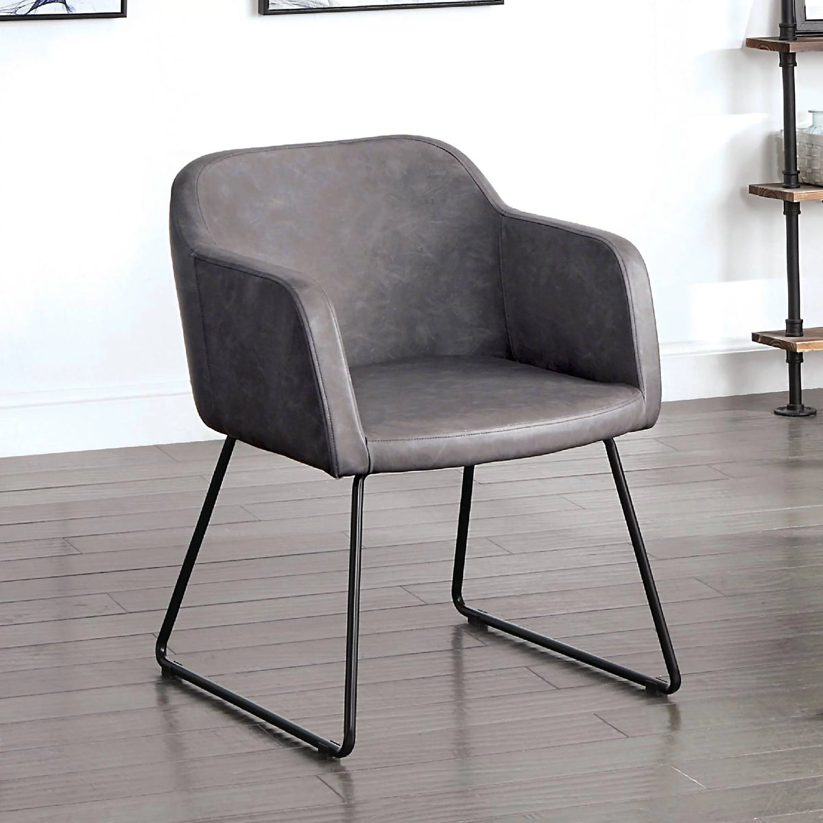Gray Faux Leather Accent Chair Z971