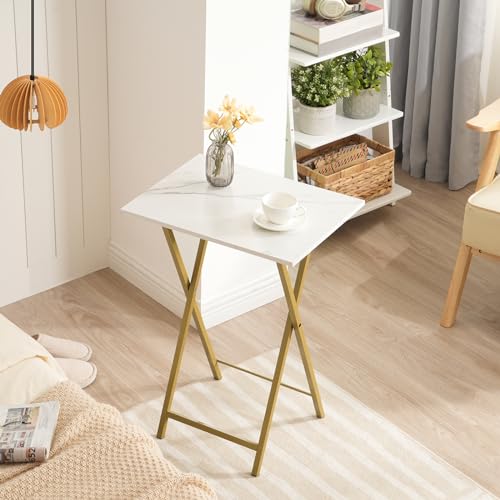 Folding TV Tray Tables Set of 4 with Storage Rack K315074