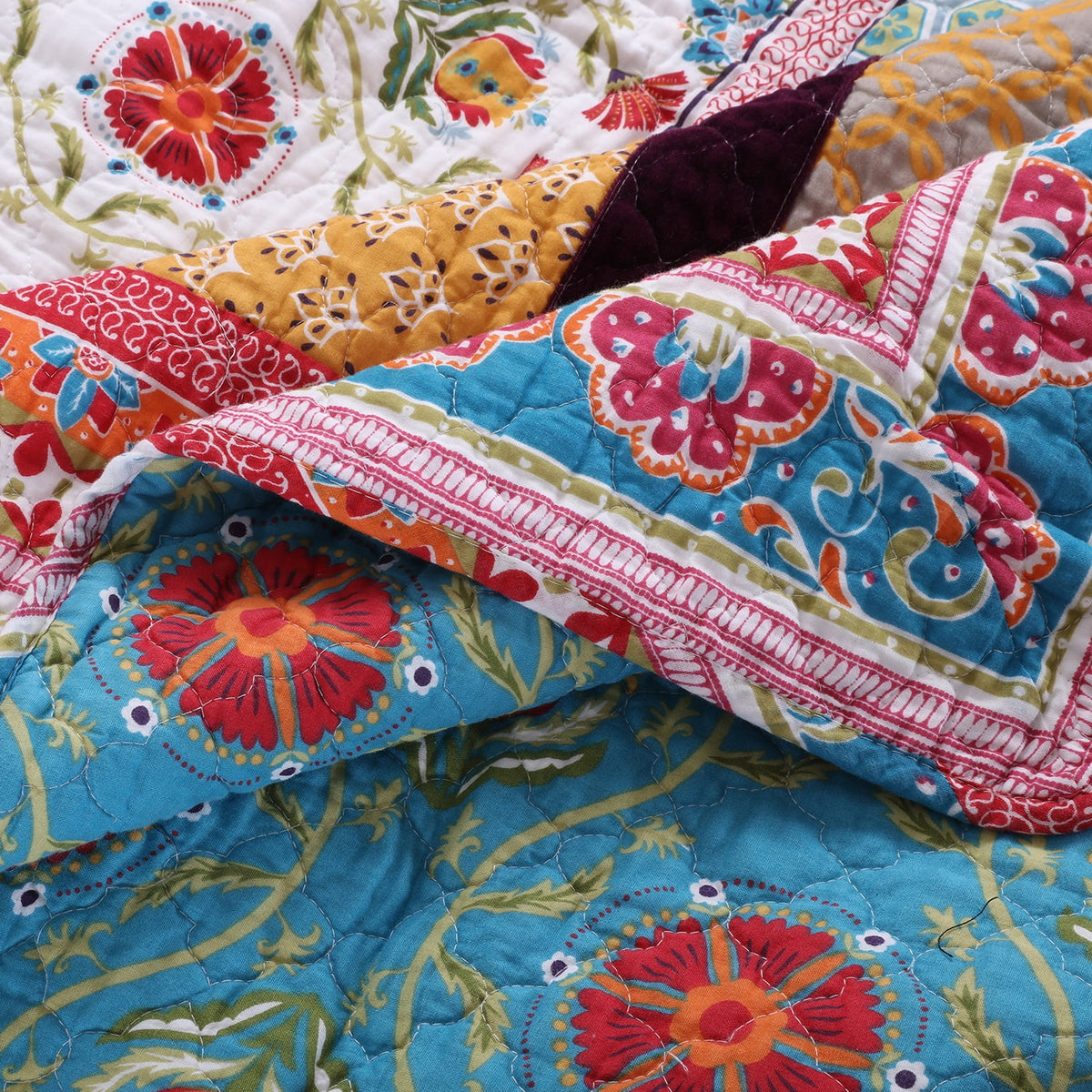 100% Cotton 5-Piece Full/Queen Quilt Set K788