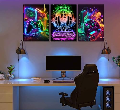 3Pcs Watercolor Video Game Canvas Painting Prints 12x16in Unframed R72808