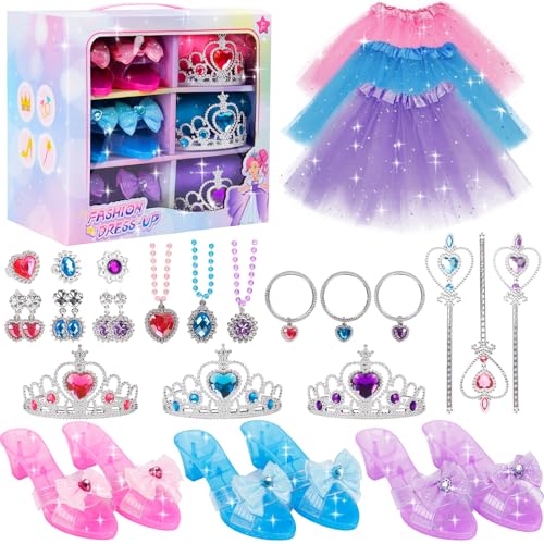 Princess Dress Up Toy Set with Shoes Skirts Crowns Wands Jewelry U6482