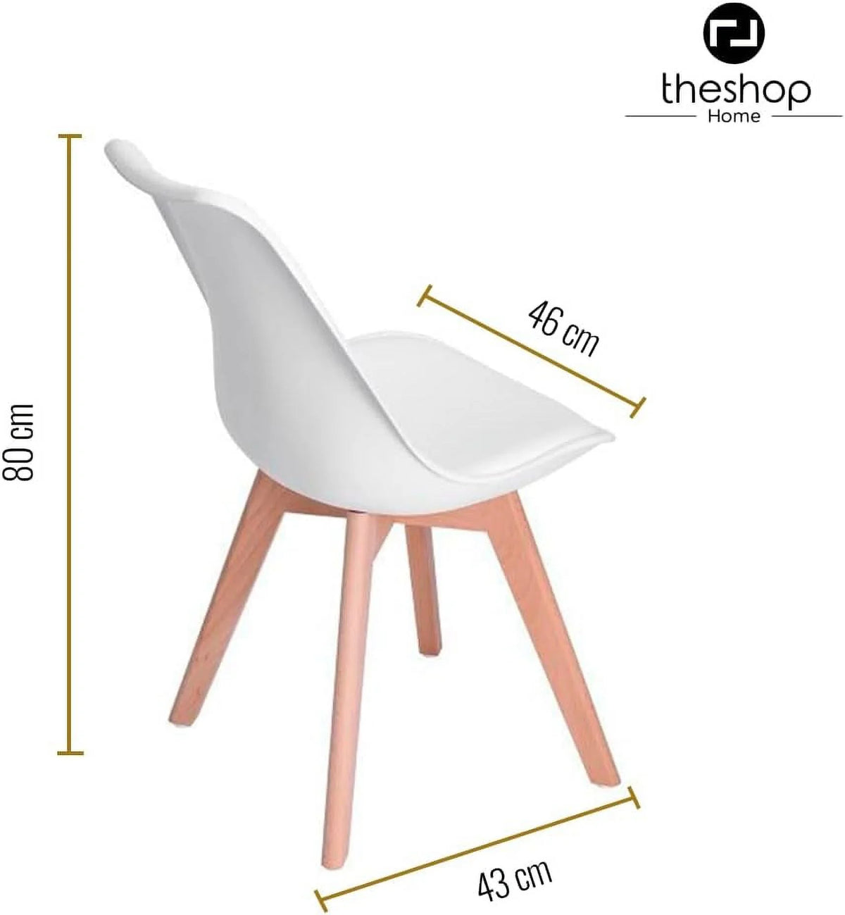 Set of 4 Padded Seat Wooden Legs Dining Chairs E67169