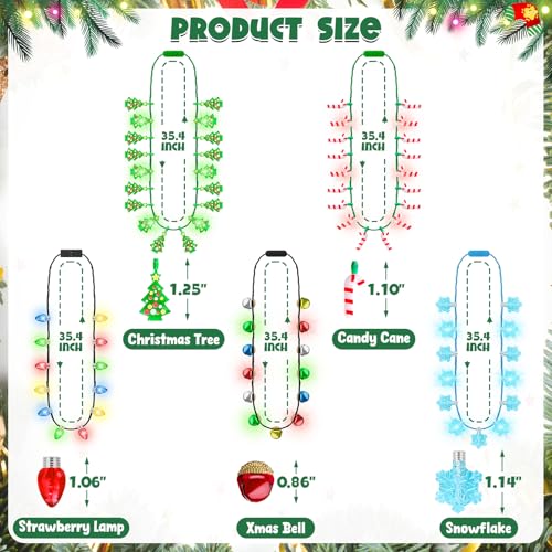 5 Pack Light Up Christmas Necklaces X50887