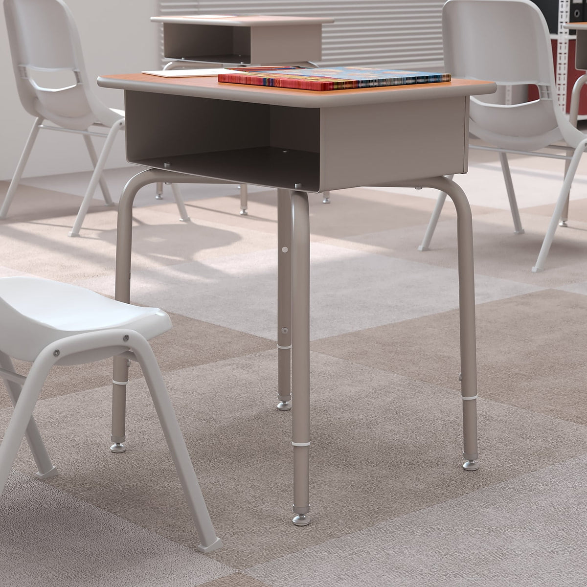 Metal Student Desk with Book Box Z815