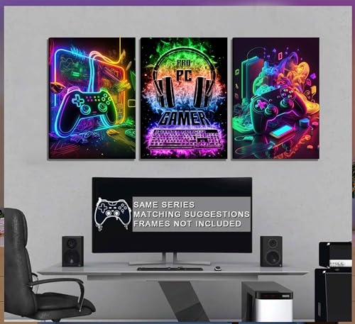 3Pcs Watercolor Video Game Canvas Painting Prints 12x16in Unframed R72808