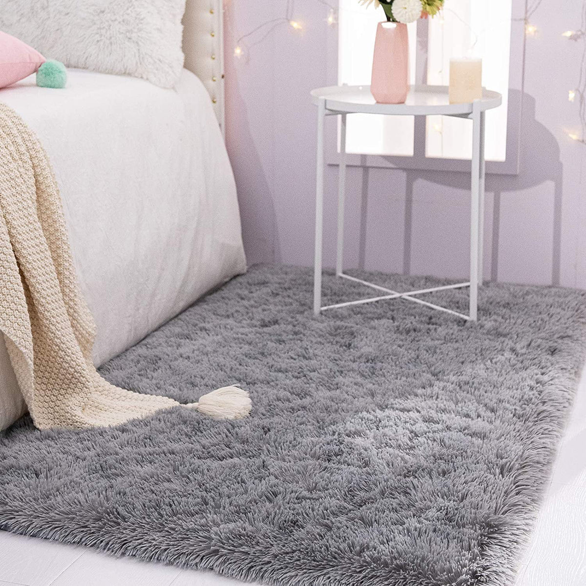 Gray Washable Fluffy Area Rug 5' x 8' N520