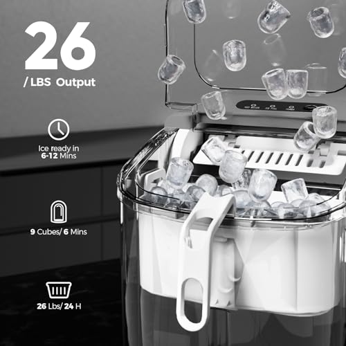 Portable Countertop Ice Maker with Handle, 27lbs/24Hrs, Black T470232